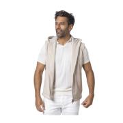 Beige Mouwloos Suède Hoodie Jas Herno , Beige , Heren