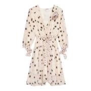 Jurk met Polkadotpatroon en Strik Oltre , Multicolor , Dames