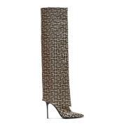 Ariel leren laarzen met monogram Balmain , Black , Dames