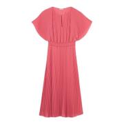 Geplooide Midi Jurk Oltre , Pink , Dames