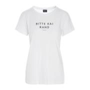 Wit Logo Korte Mouw T-shirt Bitte Kai Rand , White , Dames