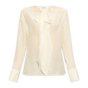 Zijden overhemd met stropdasdetail Salvatore Ferragamo , Beige , Dames