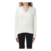 V-hals trui met juweelknopen Liu Jo , White , Dames