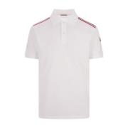 Witte Polo Shirt met Tricolour Details Moncler , White , Heren