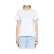 Witte Katoenen T-shirt met Geborduurd Logo Dondup , White , Dames