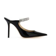 Kristalversierde Leren Muiltjes Jimmy Choo , Black , Dames