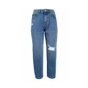 Hoge taille blauwe denim jeans met rits YES ZEE , Blue , Dames