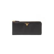 Pre-owned Leather wallets Prada Vintage , Black , Dames