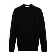 Zwarte Wol Crew Neck Sweater Jil Sander , Black , Heren