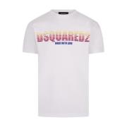 Kleurrijke Crew Neck Katoenen T-shirt Dsquared2 , White , Heren