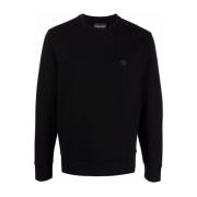 Zwarte Logo Patch Crew Neck Sweater Emporio Armani , Black , Heren