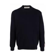 Blauwe Geribbelde Crew Neck Sweater Golden Goose , Blue , Heren