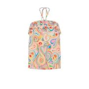 Kleurrijke Hartprint Strapless Top Love Moschino , Multicolor , Dames