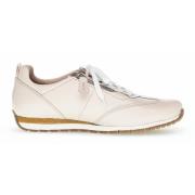 Leren Sneaker met Dubbele Ritsen - Beige Gabor , Beige , Dames