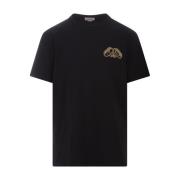 Zwart Crew-neck T-shirt met Gouden Zegel Alexander McQueen , Black , H...