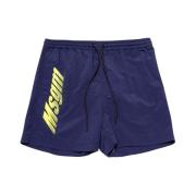 Nylon bad shorts met logo Msgm , Blue , Heren