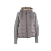 Grijze Geribbelde Nylon Pufferjas Brunello Cucinelli , Gray , Dames