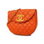 Pre-owned Leather shoulder-bags Chanel Vintage , Orange , Dames