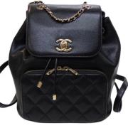 Pre-owned Leather backpacks Chanel Vintage , Black , Dames