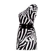 Zebra One-Shoulder Jurk met Riem Guess , Multicolor , Dames