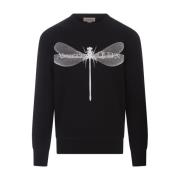 Dragonfly Print Crewneck Sweatshirt Zwart Alexander McQueen , Black , ...