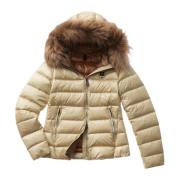 Korte Vanessa Bont Puffer Jas Blauer , Beige , Dames