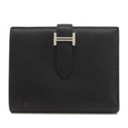 Pre-owned Leather wallets Hermès Vintage , Black , Dames