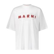 Oversized Logo Print T-Shirt Marni , White , Heren
