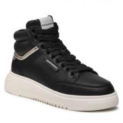 Leren Veterschoenen Ronde Neus Sneakers Emporio Armani , Black , Dames