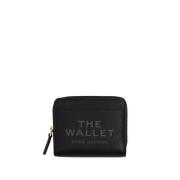 Grained Leather Wallet with Logo Print Marc Jacobs , Black , Dames