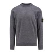 Grijze Gebreide Trui Ronde Hals Lange Mouw Stone Island , Gray , Heren