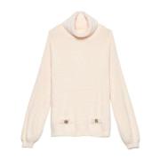 Chenille Dolcevita Sweater met Zakken Gaëlle Paris , Beige , Dames