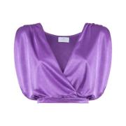 Cropped Jersey Shirt Nenette , Purple , Dames