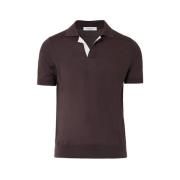 Bruine Polo Shirt V-Hals Korte Mouw Paolo Pecora , Brown , Heren