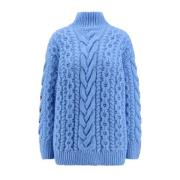 Blauwe Gebreide Coltrui Sweater Aw24 Stella McCartney , Blue , Dames