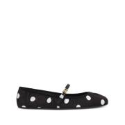 Polka Dot Leren Platte Schoenen Dolce & Gabbana , Black , Dames