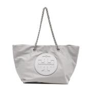 Stijlvolle Schoudertas met Logo Patch Tory Burch , Gray , Dames