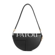 Zwarte Leren Schoudertas Patou , Black , Dames