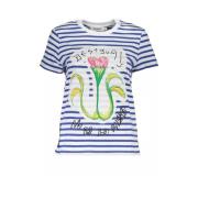 Blauwe Katoenen Tops & T-Shirt, Korte Mouwen, Ronde Halslijn Desigual ...