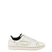 Witte Leren Sneakers met Gekleurd Patroon Diesel , White , Heren