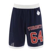 Basketbal Mesh Bermuda Shorts Dsquared2 , Blue , Heren