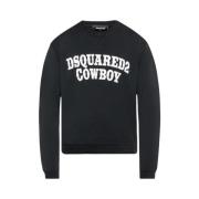 Zwart Logo Sweatshirt Italiaans Katoen Dsquared2 , Black , Heren