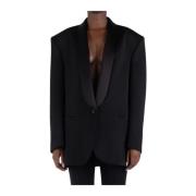 Zijden Zwarte Blazer Magda Butrym , Black , Dames