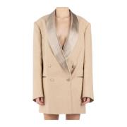 Crème Oversize Tuxedo Blazer Dries Van Noten , Beige , Dames