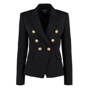 Wollen double-breasted blazer Balmain , Black , Dames