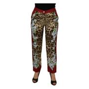 Luxe Multicolor Zijden Hoge Taille Broek Dolce & Gabbana , Multicolor ...