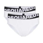 Logo-Tailleband Witte Briefs Pak Dsquared2 , White , Heren