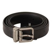 Elegante zwarte leren riem met zilveren gesp Dolce & Gabbana , Black ,...