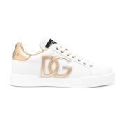 Klassieke Wit Goud Sneaker Dolce & Gabbana , White , Dames