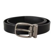 Leren Metalen Logo Riem Zwart Dolce & Gabbana , Black , Heren